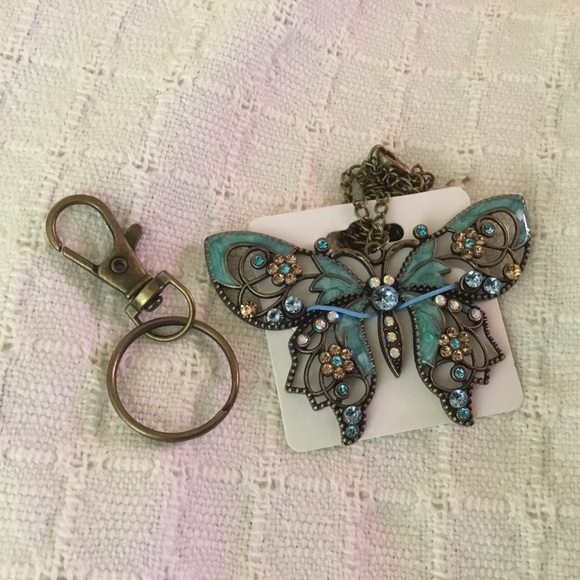 Bronze Butterfly Clip-On Keychain / Pendant / Necklace - Picture 5 of 6
